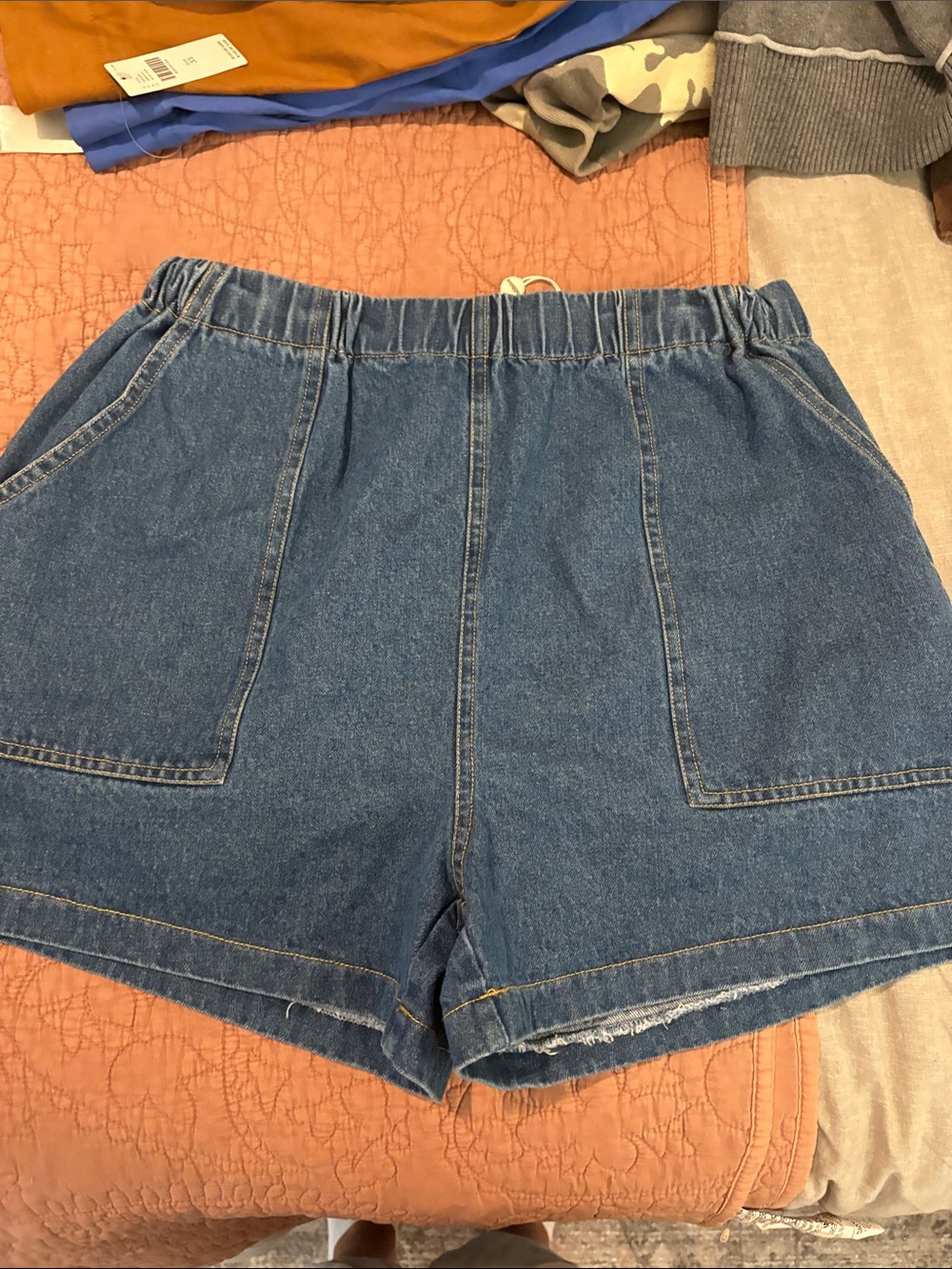 bohme Blue Denim Elastic-Waist Shorts